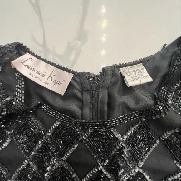 Vintage Laurence Kazar Womens Beaded Cocktail Dress Black Lined size small - Picture 6 of 12